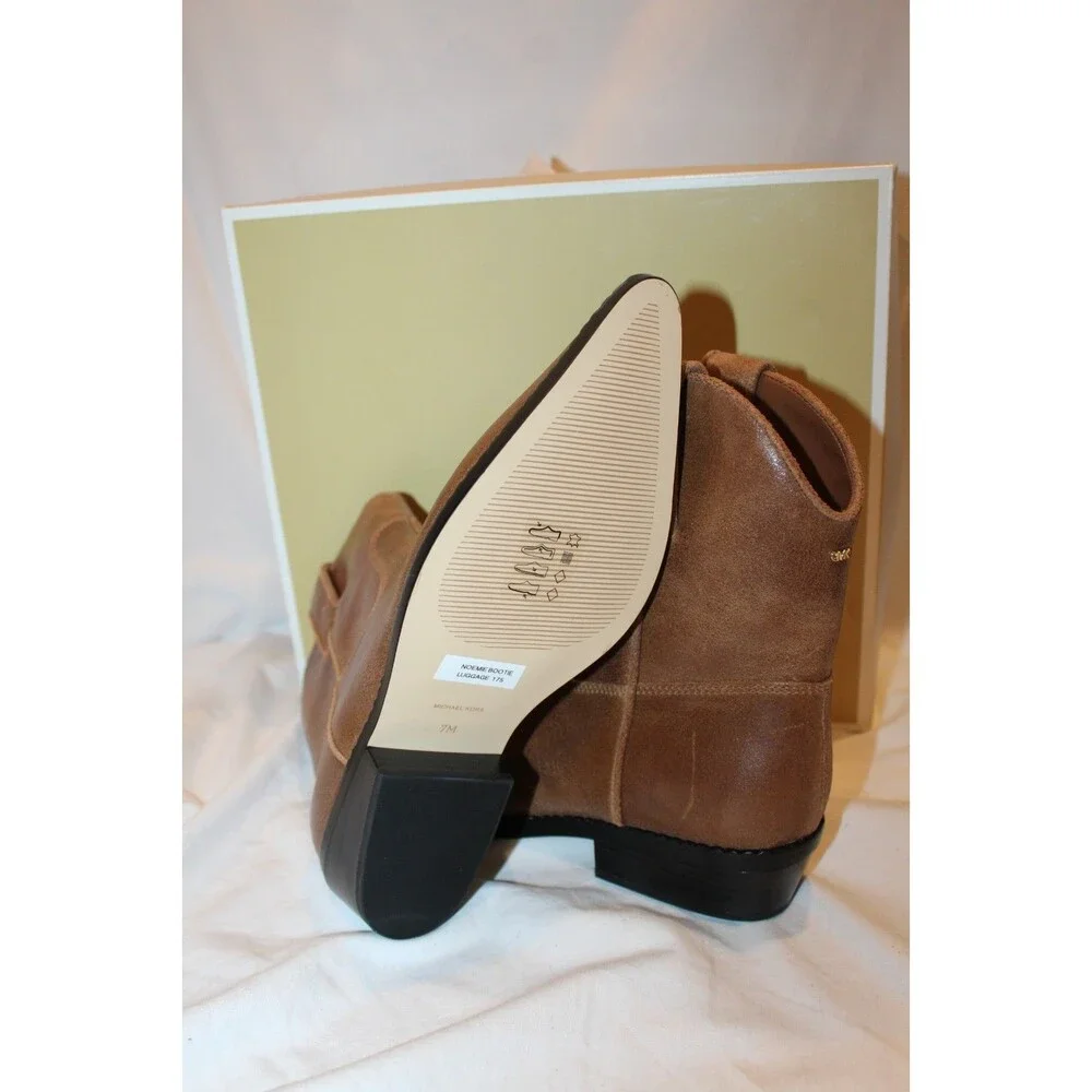 Michael Kors Noemie Women Pointed Toe Luggage Leather Pull On Ankle Boots 7 $175